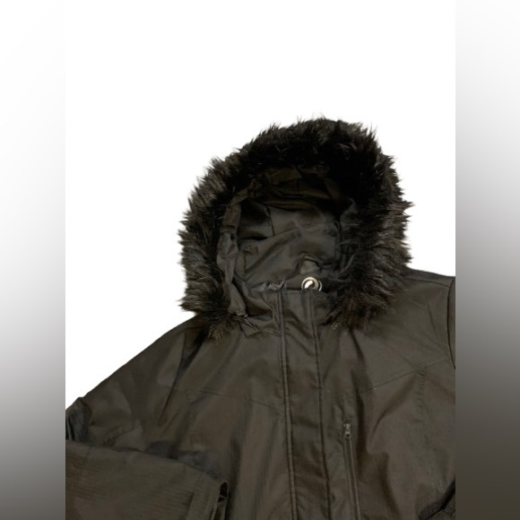 ACTIVE ZONE Black fur hooded zip up winter jacket - Picture 3 of 6